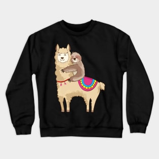 Sloth Riding Llama Hugging Animal Friends Crewneck Sweatshirt